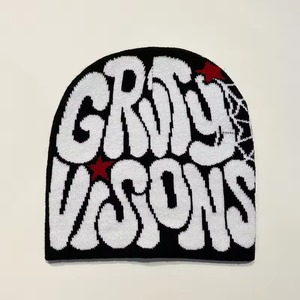 Haute qualité vente chaude en gros Y2k hiver en peluche lettre Beanie chapeau personnalisé Beanie avec logo fourrure chaud femmes dame tricoté chapeau - Product Image 2