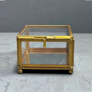 Jewellery Box <b>Small</b> size Decorative Box Organizer brass finish made glass <b>mirror</b> brass - Product Image 3
