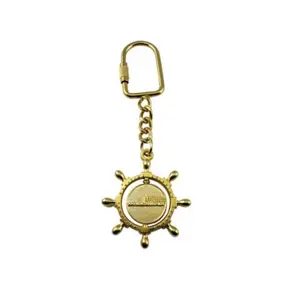 高品质航海钥匙扣，船轮黄铜闪亮抛光定制促销和企业礼品