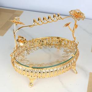 Bandeja de servicio de metal y vidrio de calidad fabulosa personalizada moderna al por mayor nueva llegada regalos de inauguración de la casa - Product Image 1