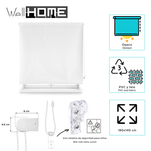Tenda a Rullo Oscurante Semplice Well Home - Bianco Sporco, 180 x 140 cm (larghezza x lunghezza)/Dimensioni tessuto 177 x 135 cm - Product Image 2