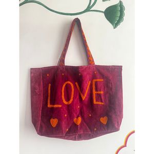 Chaquetas Sujani Hechas a Mano, Bolso Tote de Terciopelo Bohemio, Forro de Algodón Ecológico, Bordado Personalizable, Portátil para Compras - Product Image 2