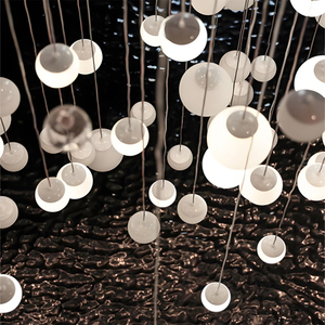 Tùy chỉnh Hậu Hiện Đại Trắng Bóng thủy tinh dẫn đèn chùm thiết kế đẹp treo ánh sáng cho sảnh khách sạn biệt thự cầu thang - Product Image 4