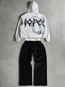 Conjunto de Sudadera con Capucha y Pantalones Anchos de Estilo Urbano para Hombre, Estilo Años 2000, Estampado Gráfico Oscuro, Ligero y Transpirable para Invierno - Product Image 3