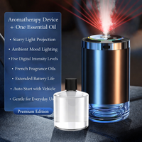 Diffuseur d'arômes de voiture intelligent en métal avec humidificateur et projection d'étoiles, diffuseur de luxe pour porte-gobelet, lumière d'ambiance, démarrage et arrêt automatiques