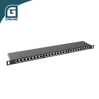 Panel Patch Jaringan Gcabling 1u 48 24 12 Port Cat6 6a Punch Down Rj45 Krone 8 Jalur untuk Kabel Patch Cat 6 7 Kabinet Jaringan