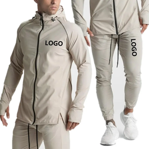 Chándal deportivo para hombre con logotipo personalizado, conjunto deportivo de 2 piezas con cremallera, chándales cortavientos en blanco de secado rápido para hombre, atuendo deportivo - Product Image 2