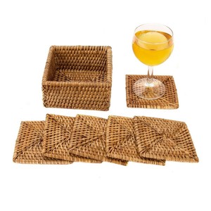 Rattan Knotted Wicker <b>Coasters</b> Cup Mat Handcrafted <b>Woven</b> Handmade Bamboo <b>Coasters</b> for Rattan Wicker <b>Coasters</b> for Living Room - Product Image 5