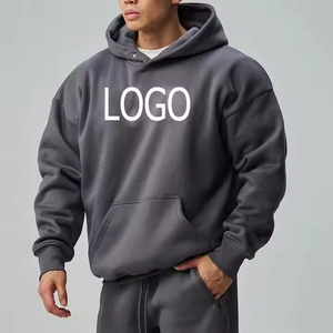 Sudadera con capucha teñida Lisa bordada de gran tamaño con logotipo personalizado para hombre, ropa gruesa de alta calidad, 100% algodón, unisex - Product Image 1