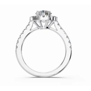 Anillo de diamante cultivado en laboratorio Halo en oro amarillo, rosa y blanco de 9 kt, 14 kt y 18 kt para compromiso y uso nupcial - Product Image 4