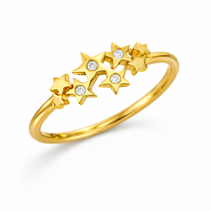 Bague éternelle en diamant étoile scintillante céleste, diamant de laboratoire, bague étoile, or massif 10 carats, alliance, cadeau élégant pour elle - Product Image 3