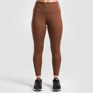 Leggings de sport confortables et chauds en Spandex/Nylon à motifs, avec logo sans couture à la taille, taille XL, pour la gym et le yoga, marron - Product Image 1