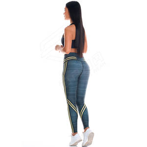 Pantalones de Yoga de fitness alto para mujer con logotipo personalizado Leggings transpirables para mujer para verano Estampado en la cintura - Product Image 2