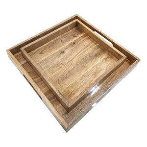 Plateau de service rectangulaire en bois de qualité supérieure Plateaux décoratifs faits à la main pour restaurant hôtel restaurant utilisation hôtel - Product Image 2