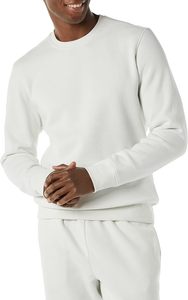 Sweat-shirt à col rond en polaire écologique brodé gris clair pour homme (surdimensionné personnalisable) (disponible en grandes tailles) GK - Product Image 2