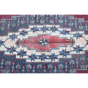4.3x5.4 ft Turkish Accent Rug, <b>Red</b> Blue Vintage Ombr <b>Wool</b> Rug - Product Image 5
