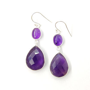 Boucles d'oreilles pendantes tendance en améthyste 7,8 grammes - Product Image 1