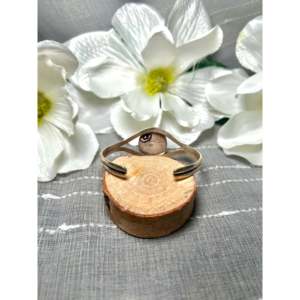 Bracelet manchette tendance en agate BB et argent sterling, fait main par des artisans Navajo - Product Image 4