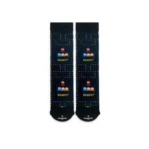Calcetines de Seda Transpirables con Estampado de Pac-Man para Niñas, Logotipo Personalizado, Diseño Tejido, Embalaje en Bolsa, para Primavera - Product Image 1