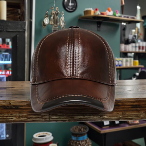 Gorra de béisbol de cuero importado, cálida, delgada, de seis paneles, estilo vintage, deportiva, transpirable, personalizable, estampada, elegante, informal, para exteriores. - Product Image 3