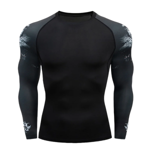 Camiseta Deportiva de Compresión para Hombre, de Secado Rápido, Transpirable, de Manga Larga, Informal, Capa Base Deportiva, Duradera, con Bloques de Color, Ajustada - Product Image 1