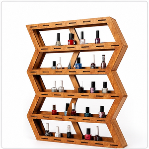 Wooden Polygon Nail Polish Rack <b>Tabletop</b> 5 Tier <b>Storage</b> Organizer Modern Design Space Saving For Behind Doors Or <b>Tabletop</b> - Product Image 1