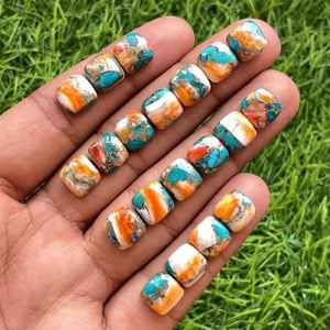Lote de piedras preciosas sueltas de cabujón turquesa de cobre con forma de cojín de la mejor calidad con corte perfecto para diseños de joyería hechos a mano - Product Image 2