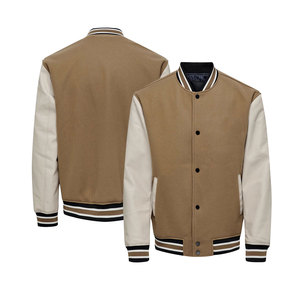 Custom Wholesale Plain Uniform Fleece <b>Mens</b> Blank <b>Varsity</b> <b>Bomber</b> <b>Jackets</b> for <b>Men</b> - Product Image 1