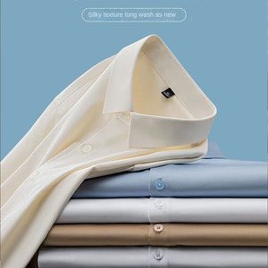 Camicie da Uomo di Alta Gamma Monopetto con Colletto Risvoltato Decorato, Maniche Lunghe in Cotone Mercerizzato Senza Stiratura - Product Image 6