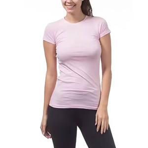Nouveau T-shirt décontracté pour femmes, à manches courtes, col rond, couleur unie, personnalisable, écologique et respirant - Product Image 1