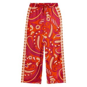 Pantalon décontracté pour femme en toile de haute qualité, taille longue, anti-froissement, respirant, séchage rapide, élégant, coupe large, avec cordon de serrage - Product Image 1
