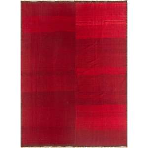 Tapis en laine faits main Nayaab, rayés rouge-orange, patchwork abstrait, rectangulaires, modèles pour couloir, modèle Paem-1068, pour adolescents et la maison - Product Image 4