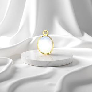 Pequeño facetado Opalite piedra preciosa Oval encanto colgante bisel piedra encantos DIY encontrar joyería - Product Image 1