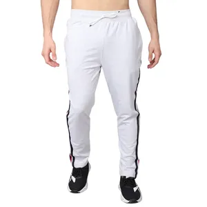 Koşucu pantolonu nefes Sweatpants eşofman altları Slim Fit sokak giyim adam için siyah beyaz fermuar çift listesi