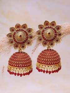 Direct Indian Supplier High Quality Elegant <b>Crystal</b> Studded Floral Jhumki <b>Earrings</b> Oxidised Silver Fashion <b>Stud</b> <b>Earrings</b> - Product Image 3