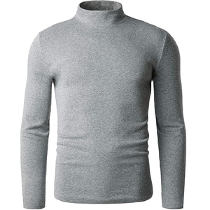 Pull en polyester pour hommes de haute qualité respirant anti-rétrécissement Logo personnalisé couleur unie motif anti-rides - Product Image 1