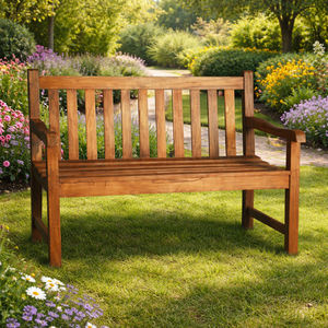 Banc de jardin Premium Dhifa en teck massif standard, écologique, durable, classique, pour l'extérieur, le parc, le mobilier de terrasse - Product Image 3