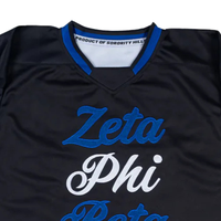 Maillot de hockey vintage Zeta noir pour femmes, sororité grecque - Manches longues, 100 % coton, séchage rapide, imprimé par sublimation personnalisée, athlétique
