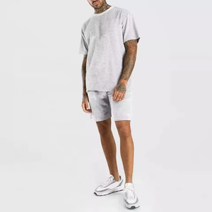 Conjunto deportivo de verano para hombre al por mayor, 2 piezas de talla grande, camiseta térmica transpirable de manga corta y pantalones cortos, estilo callejero - Product Image 5