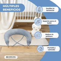 Aura Mobiclinic Coussin d'allaitement 3-en-1 Imprimé Vichy Sangles réglables Lavable en machine pour le soutien du ventre des femmes enceintes