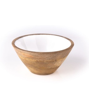 Bol de service rond en bois autocollant en émail bol décoratif et vaisselle de taille moyenne fait à la main en vrac - Product Image 5