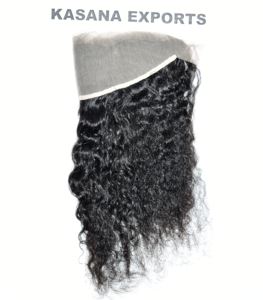 Bouclés 13*4 Frontal Fabrique Indien Vierge Couleur Naturelle Noir Femmes Cuticule Aligné Traitement Aucune Extensions de Cheveux Humains - Product Image 4