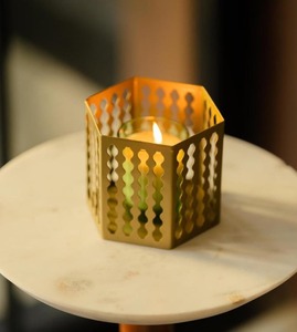 Square Shape Metal Candle Holder High Quality Glass Candle Jar Stylish Other Candle Holders Lanterns and for Home Decor - Product Image 2