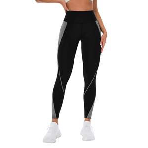 Leggings de yoga taille haute pour femmes, color block, avec poche pour téléphone, en tricot doux et extensible, pour la gym, la course et les activités sportives - Product Image 1