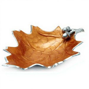 ถ้วยชามตกแต่งโต๊ะเครื่องใช้ในงานปาร์ตี้ชามแฟนซีเคลือบโลหะเคลือบเงาดีไซน์รูปใบไม้ขนาดใหญ่ - Product Image 1