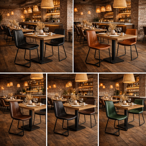 เก้าอี้รับประทานอาหารหนังบัฟฟาโลโครงโลหะ |   ที่นั่งร้านอาหารสไตล์อินดัสเทรียล ดีไซน์ทันสมัยแบบมินิมอล |   น้ำหนักเบา เป็นมิตรกับสิ่งแวดล้อม B2B - Product Image 2