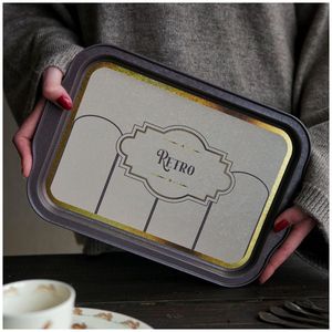 Grand plateau décoratif rectangulaire moderne de 215x316mm avec poignée rétro plateaux de service en marbre naturel pour aliments en forme de rectangle - Product Image 4