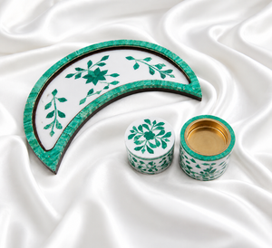 Juego de regalo de Ramadán árabe, incrustaciones de perlas madre de madera, bandeja quemadora Mubkhar Bakhoor, incensario de Oud, incrustaciones de hueso, aroma de rosa para religiosos - Product Image 1