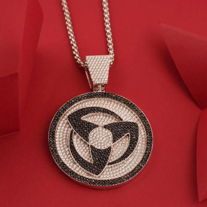 Circular <b>Eye</b> Symbol Pendant With Moissanite Diamond Iced Out In Middle <b>Crafted</b> In 925 Silver Hip Hop Elegant Statement Pendant - Product Image 3