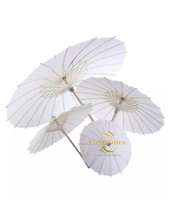 Parapluies en papier faits à la main en bambou d'amour, vente en gros, pour mariage, poignée en bois vietnamienne, blanc rustique, accessoires de photographie, baby shower - Product Image 6